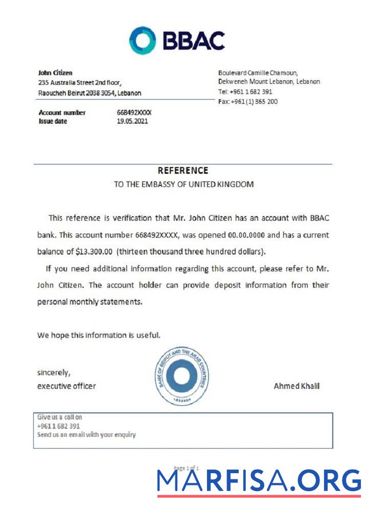 Downloadable Lebanon BBAC reference real example